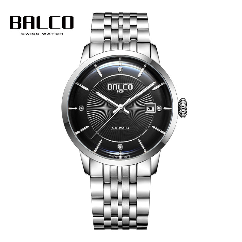 BALCO Mens Swiss Mechanical Wristwatch-Stainless Steel,Simple Style for Daily Wear