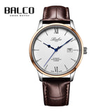 BALCO Men Leather Automatic Mechanical Watches 41mm Dial