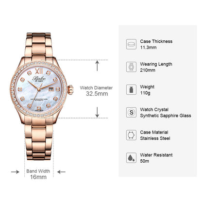 BALCO Women Mechanical Wristwatch-Calendar,Ziron Dial,Fashion Style for Work