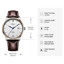 Load image into Gallery viewer, BALCO Men Leather Automatic Mechanical Watches 41mm Dial