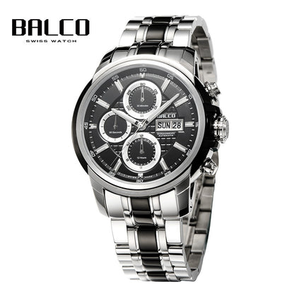 BALCO Chronograph Swiss Watch-Sapphire Glass,Calendar Sports Wristwatch for His