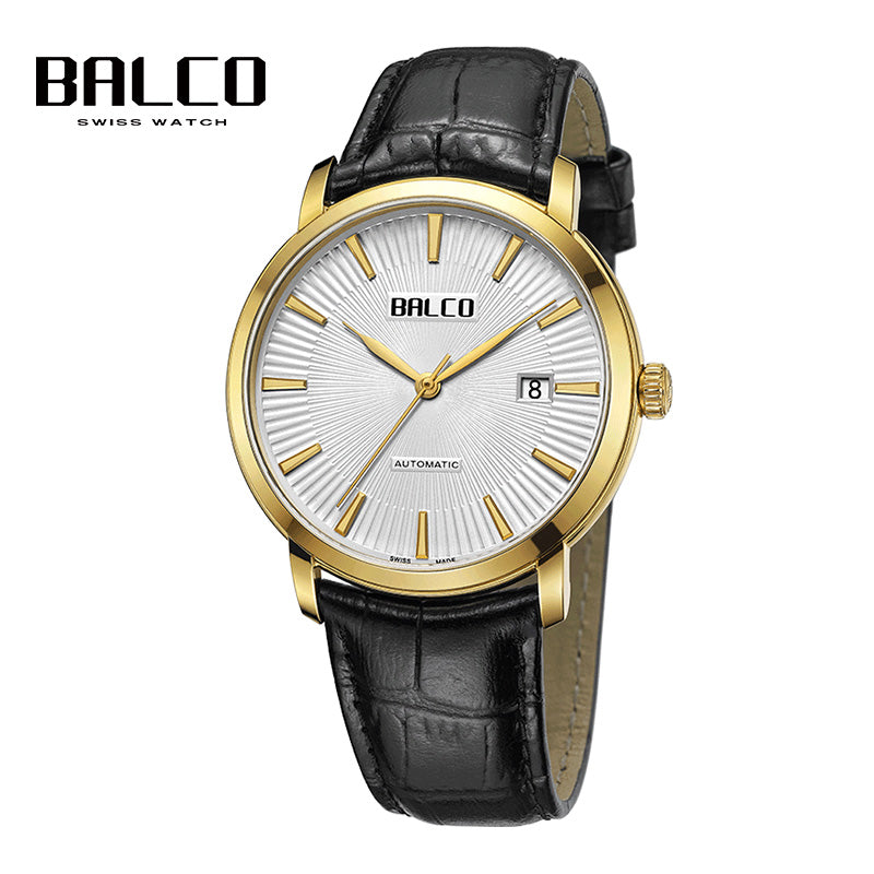 BALCO Men Mechanical Wristwatches-Sapphire Glass,Leather Strap,Business Watch for Casual Wear