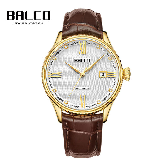 BALCO Men's Automatic Watch- Leather Strap,Business Style for Formal Wear