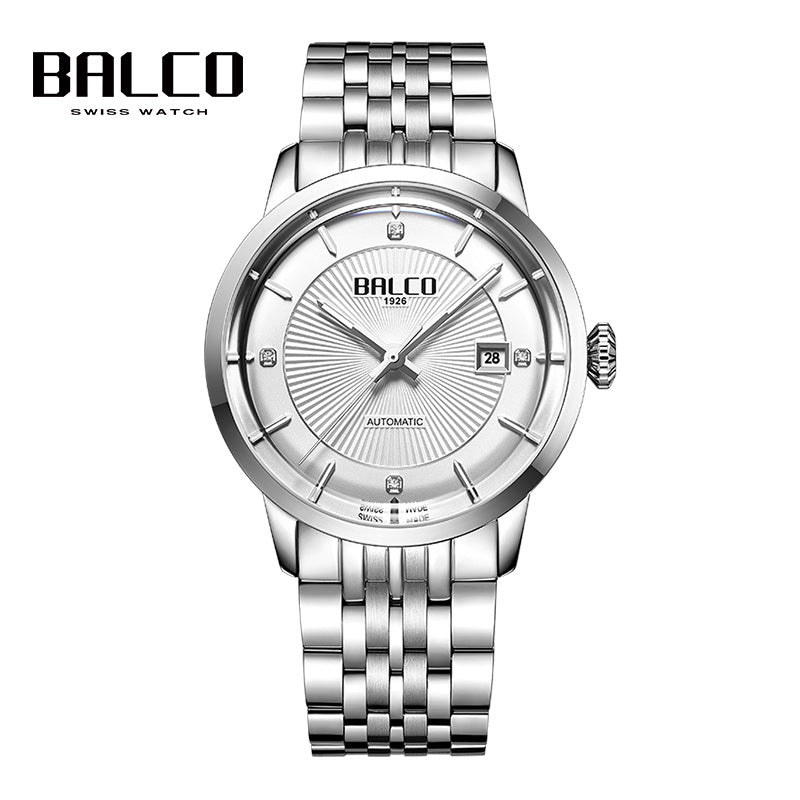 BALCO Mens Swiss Mechanical Wristwatch-Stainless Steel,Simple Style for Daily Wear