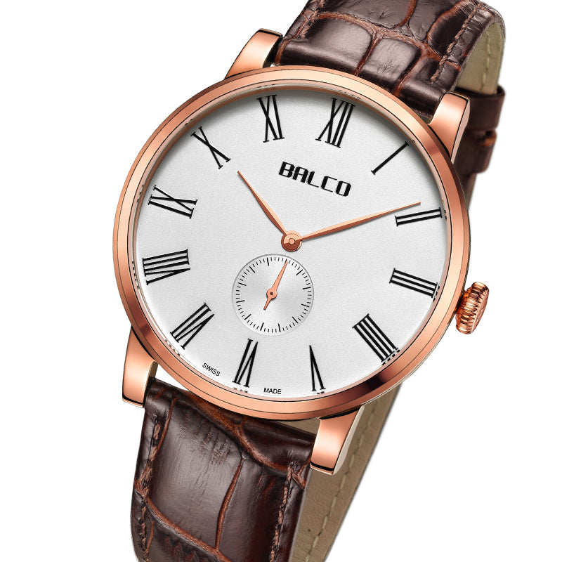 BALCO Men Quartz Watch Leather Business Wristwatch 40mm