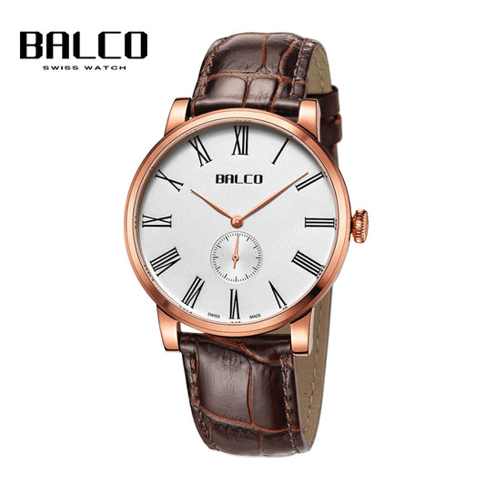 BALCO Men Quartz Watch Leather Business Wristwatch 40mm