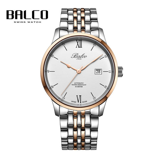 BALCO Men Mechanical Watch Simple Business Steel Wristwatches