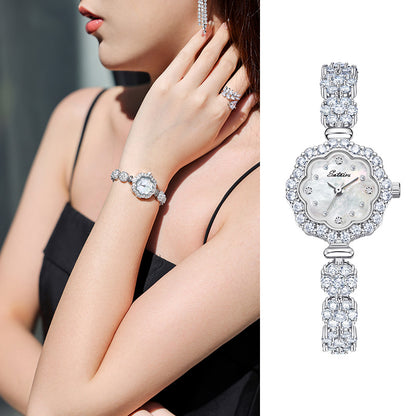 Sotoiru Jewelry Watches Full Zircon Petal-shaped Watch for Women Gifts