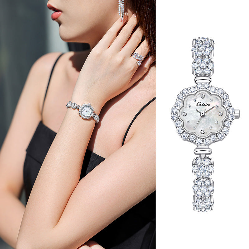 Sotoiru Women Watches Light Luxury Flowers Full Zircon Watch T2028