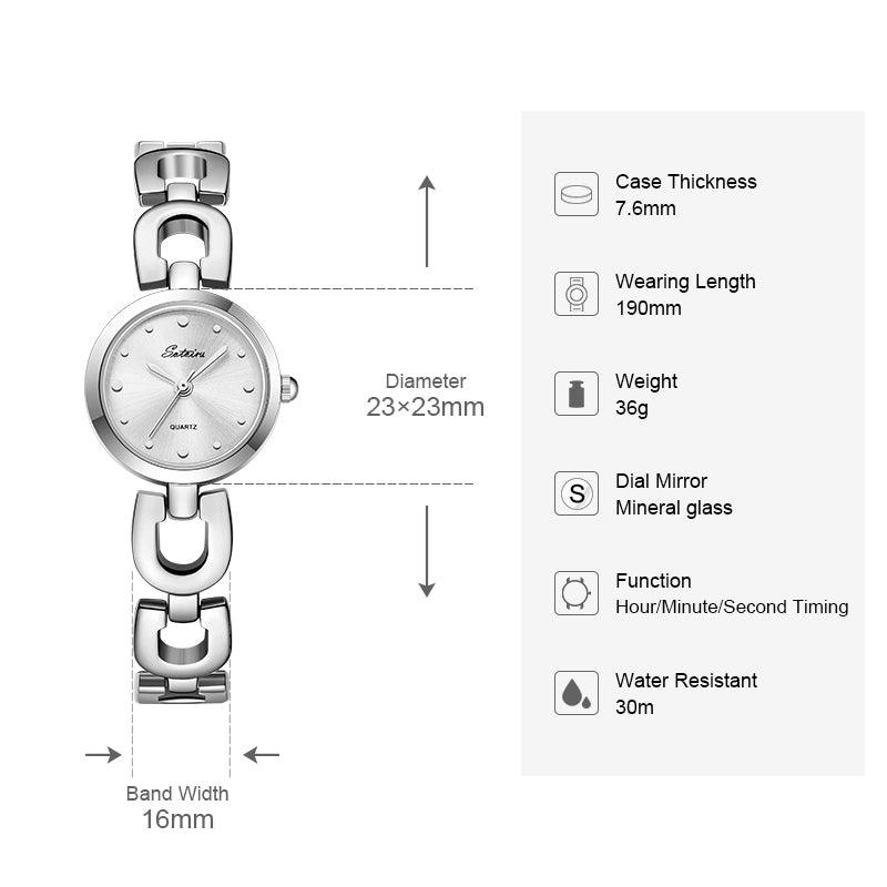 ساعات كوارتز سوتيرو الدائرية الفضية البسيطة مجوهرات خالدة للنساء
