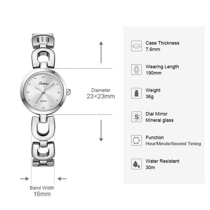ساعات كوارتز سوتيرو الدائرية الفضية البسيطة مجوهرات خالدة للنساء