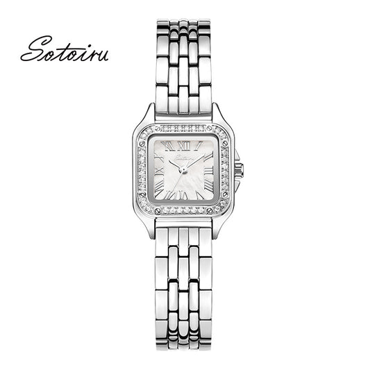 Sotoiru Quartz Watch Fashion Square Ziron Dial Watch for Formal Wear