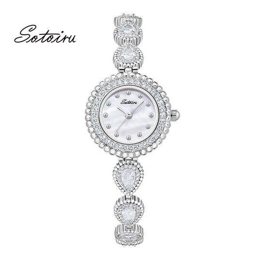 Sotoiru Water-drop Shaped Jewelry Watches with Mother of Pearl Dial for Women Accessory