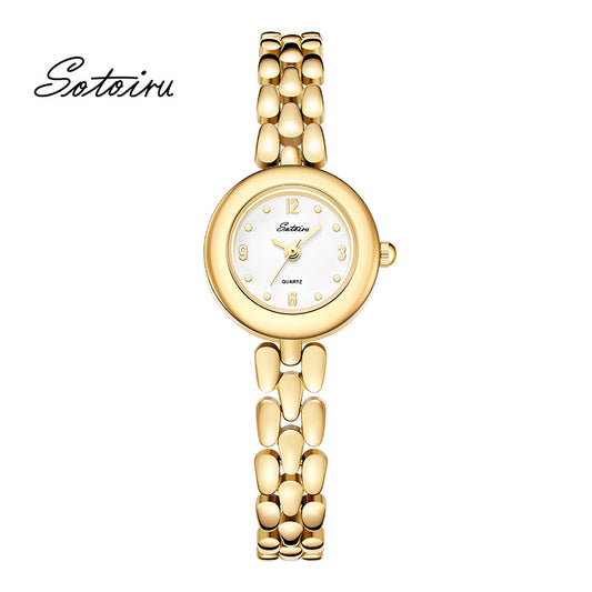 Sotoiru Gold Watch Fashion Round Bracelet Wristwatch for Ceremony Engament