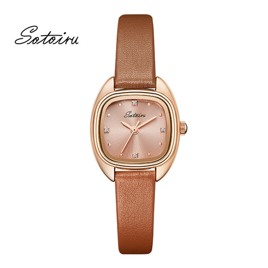 Sotoiru Women Watches Square Leather Fashion Accessories for Daily Wear