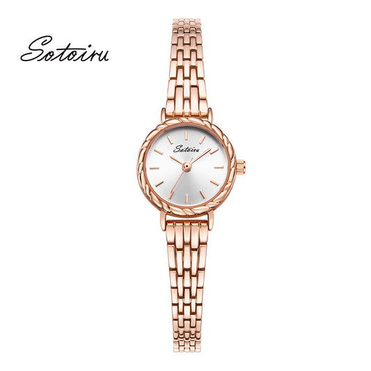 Sotoiru Bracelet Watches Rose gold Small Round Watch for Cocktail Party