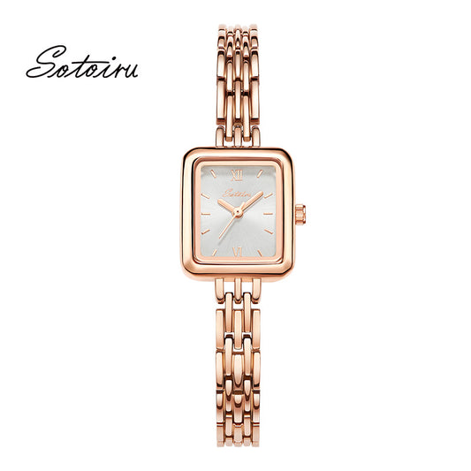 Sotoiru Women Watch Rose Gold Simple Square Bracelet Watch for Birthday Gifts