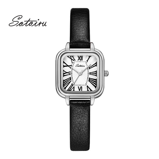 Sotoiru Women Watches Square Vintage Leather Watch for Formal Wear