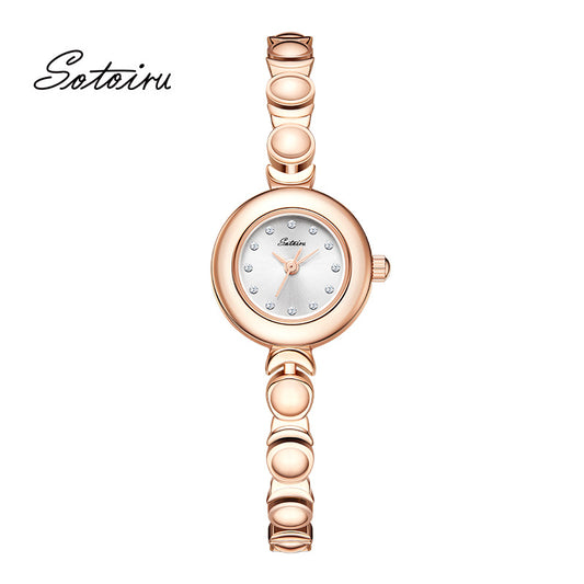 Sotoiru Quartz Watches Small Round Dial Bracelet Watch for Daily Wear