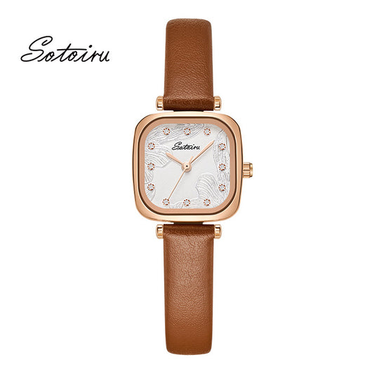 Sotoiru Women Watches Square Leather Fashion Watch for Daily Wear