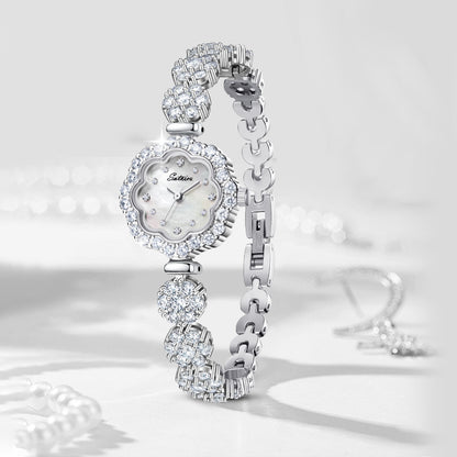 Sotoiru Jewelry Watches Full Zircon Petal-shaped Watch for Women Gifts