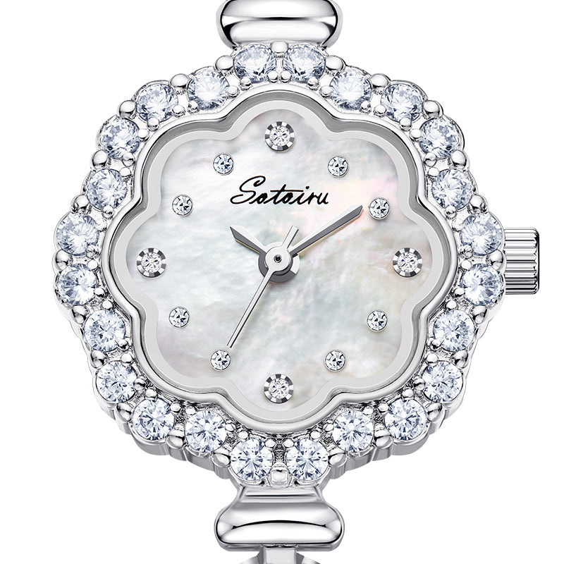 Sotoiru Jewelry Watches Full Zircon Petal-shaped Watch for Women Gifts