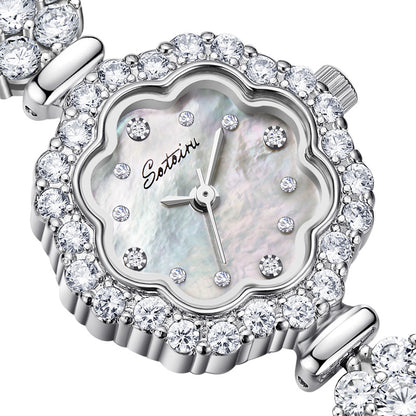 Sotoiru Jewelry Watches Full Zircon Petal-shaped Watch for Women Gifts